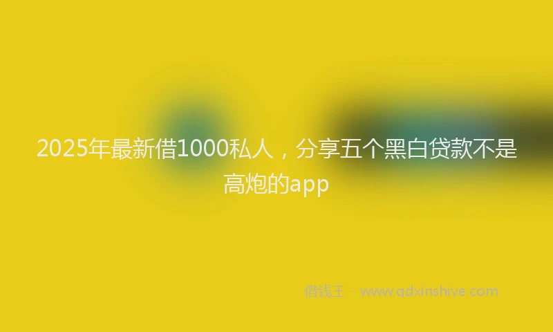 2025年最新借1000私人，分享五个黑白贷款不是高炮的app
