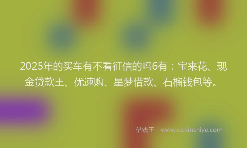 2025年的买车有不看征信的吗6有：宝来花、现金贷款王、优速购、星梦借款、石榴钱包等。