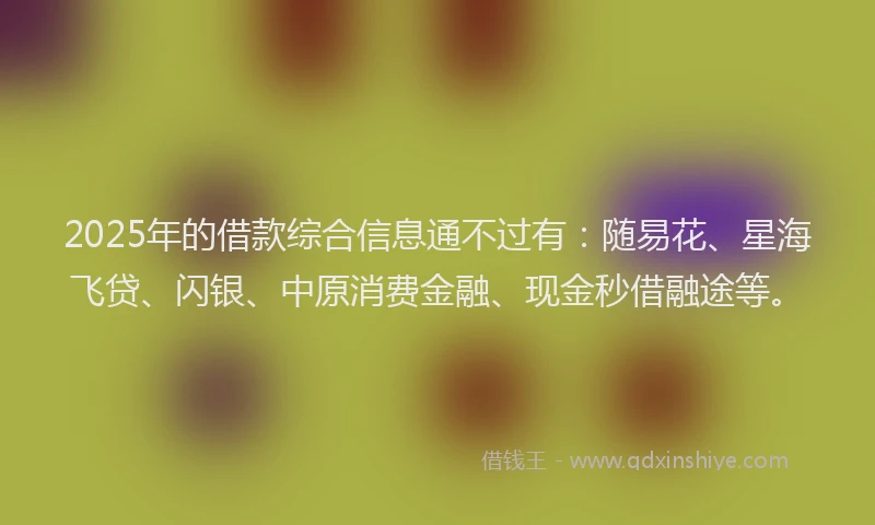 2025年的借款综合信息通不过有：随易花、星海飞贷、闪银、中原消费金融、现金秒借融途等。