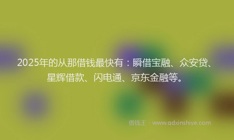 2025年的从那借钱最快有：瞬借宝融、众安贷、星辉借款、闪电通、京东金融等。