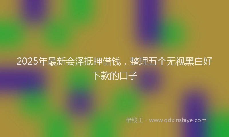 2025年最新会泽抵押借钱，整理五个无视黑白好下款的口子