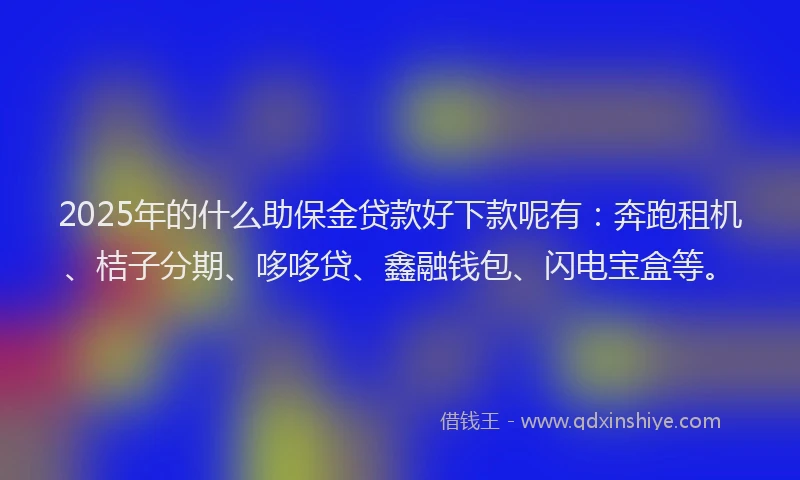 2025年的什么助保金贷款好下款呢有：奔跑租机、桔子分期、哆哆贷、鑫融钱包、闪电宝盒等。