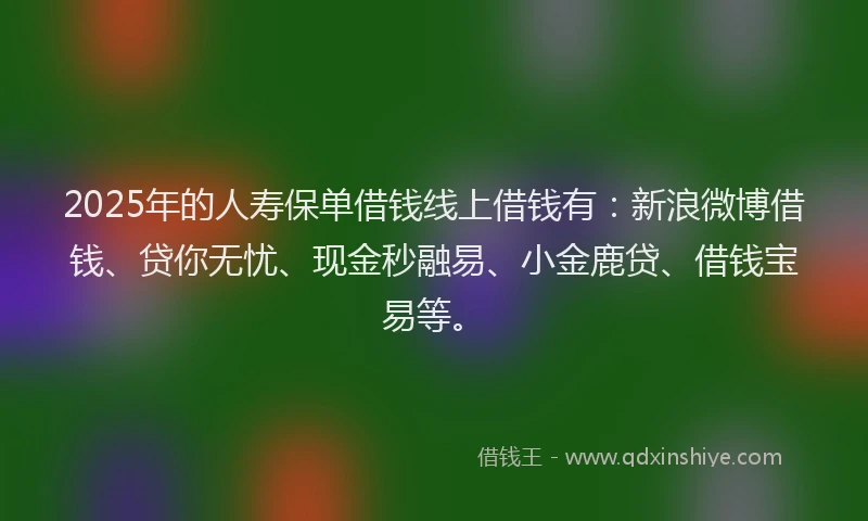 2025年的人寿保单借钱线上借钱有：新浪微博借钱、贷你无忧、现金秒融易、小金鹿贷、借钱宝易等。