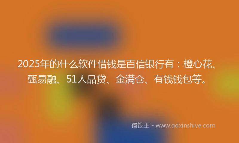 2025年的什么软件借钱是百信银行有：橙心花、甄易融、51人品贷、金满仓、有钱钱包等。