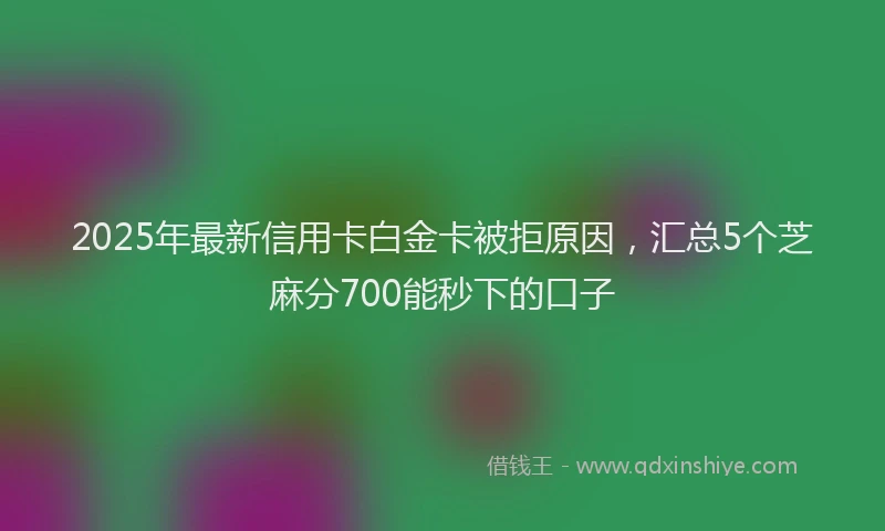 2025年最新信用卡白金卡被拒原因，汇总5个芝麻分700能秒下的口子