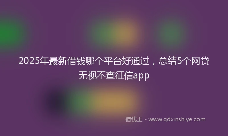 2025年最新借钱哪个平台好通过，总结5个网贷无视不查征信app