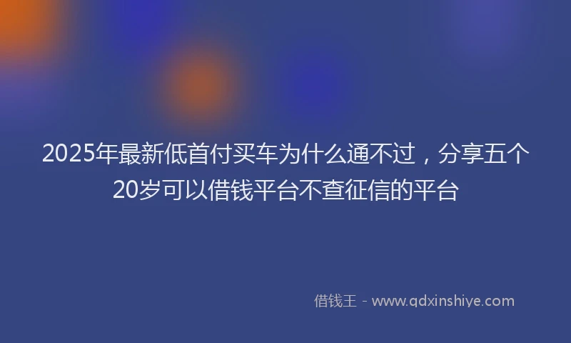2025年最新低首付买车为什么通不过，分享五个20岁可以借钱平台不查征信的平台