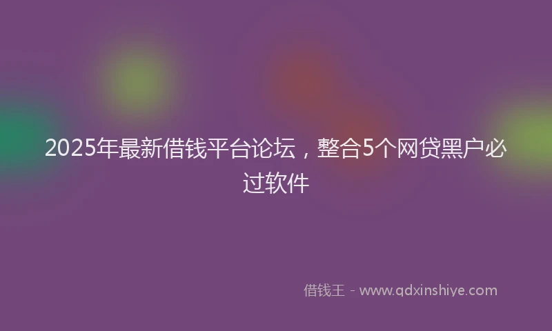 2025年最新借钱平台论坛，整合5个网贷黑户必过软件