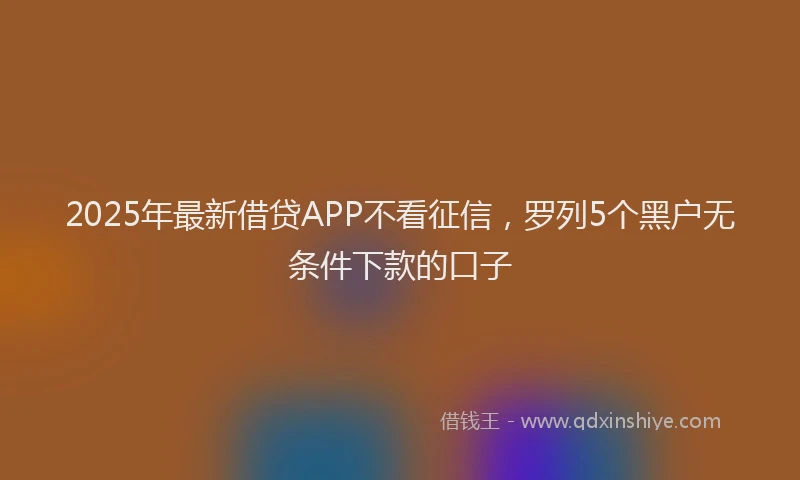 2025年最新借贷APP不看征信，罗列5个黑户无条件下款的口子