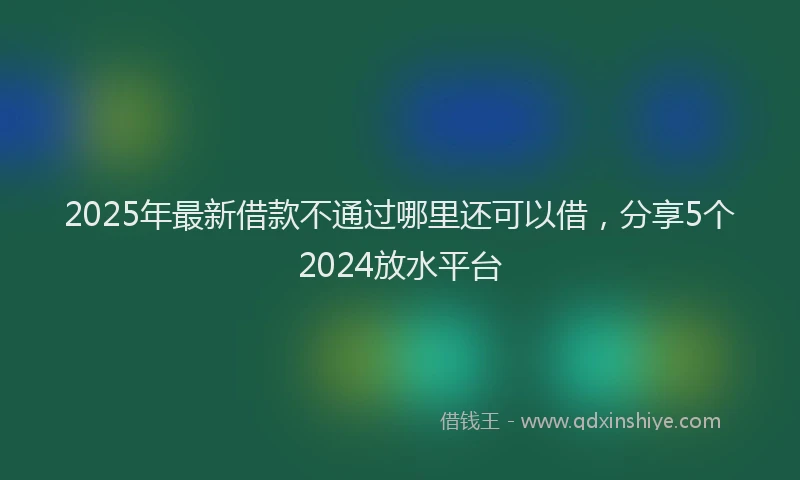 2025年最新借款不通过哪里还可以借，分享5个2024放水平台