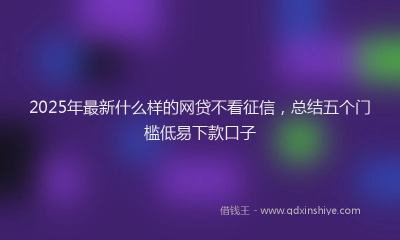 2025年最新什么样的网贷不看征信，总结五个门槛低易下款口子