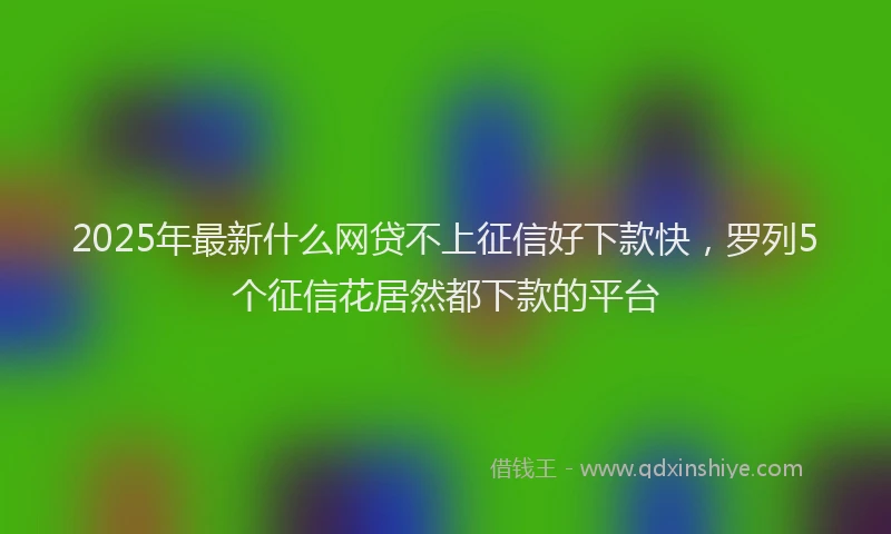 2025年最新什么网贷不上征信好下款快，罗列5个征信花居然都下款的平台