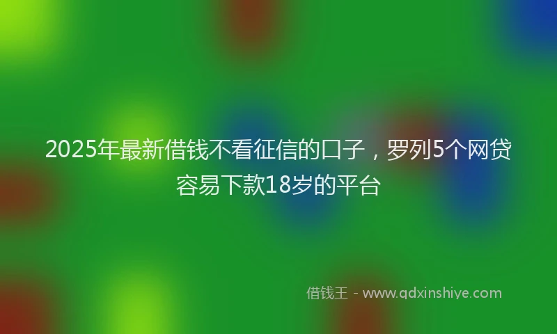 2025年最新借钱不看征信的口子，罗列5个网贷容易下款18岁的平台