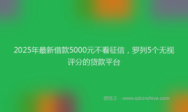 2025年最新借款5000元不看征信，罗列5个无视评分的贷款平台