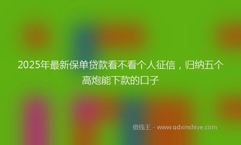 2025年最新保单贷款看不看个人征信，归纳五个高炮能下款的口子