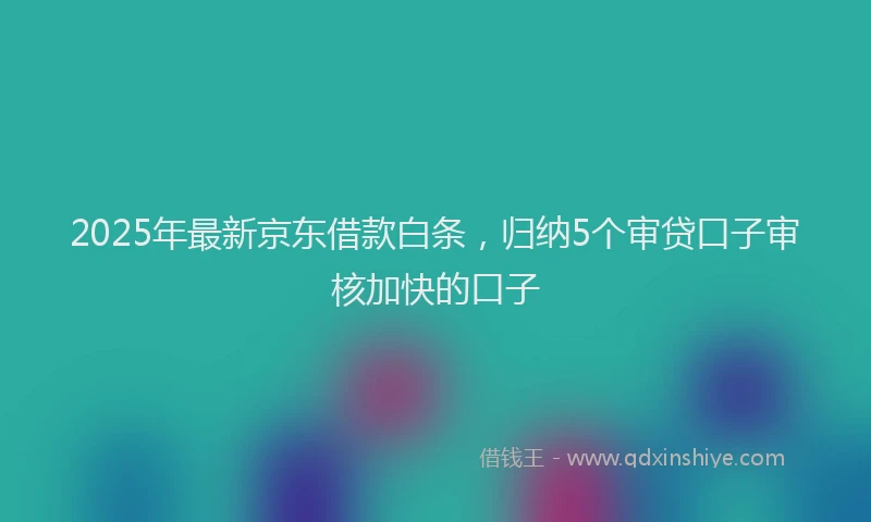 2025年最新京东借款白条，归纳5个审贷口子审核加快的口子