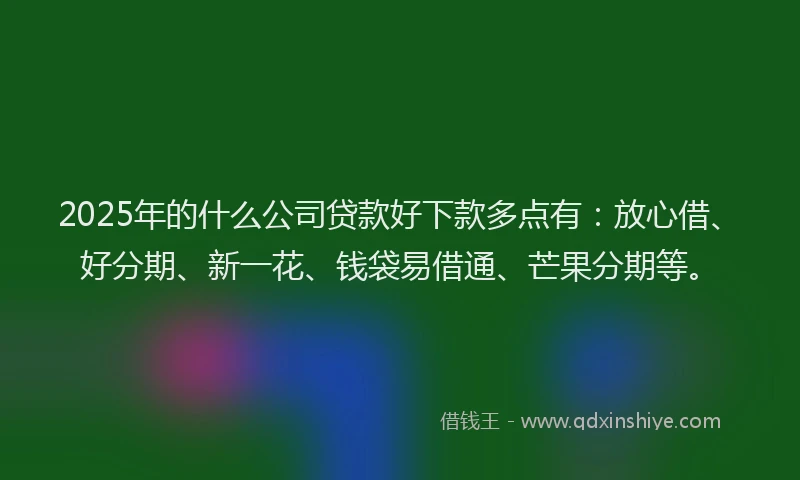 2025年的什么公司贷款好下款多点有：放心借、好分期、新一花、钱袋易借通、芒果分期等。