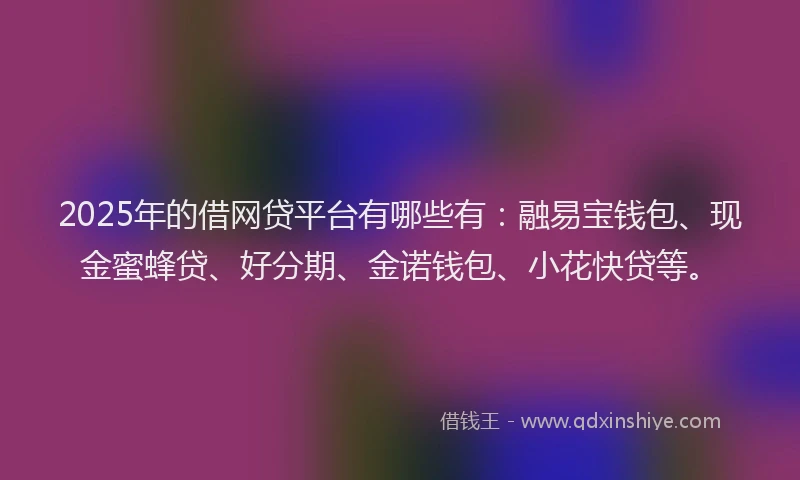 2025年的借网贷平台有哪些有：融易宝钱包、现金蜜蜂贷、好分期、金诺钱包、小花快贷等。