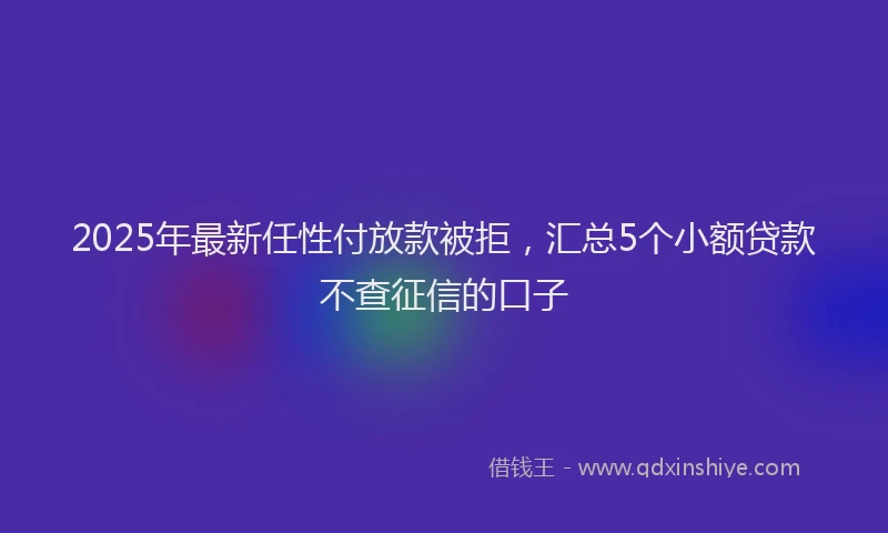 2025年最新任性付放款被拒，汇总5个小额贷款不查征信的口子