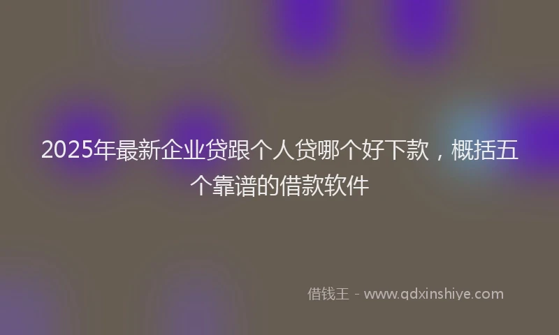 2025年最新企业贷跟个人贷哪个好下款，概括五个靠谱的借款软件