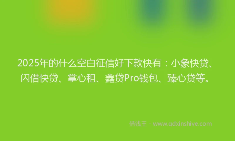 2025年的什么空白征信好下款快有：小象快贷、闪借快贷、掌心租、鑫贷Pro钱包、臻心贷等。