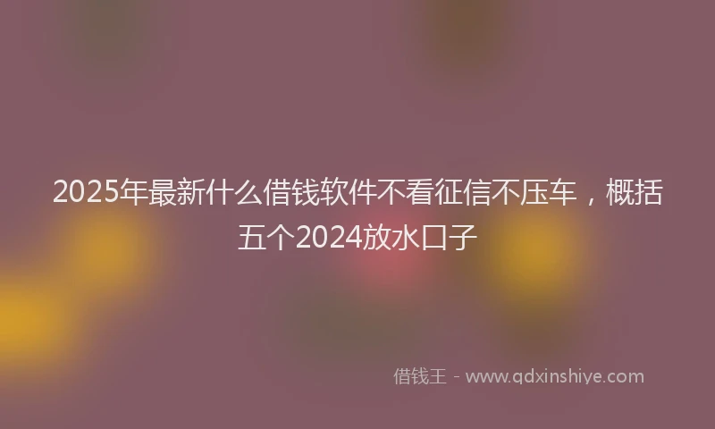2025年最新什么借钱软件不看征信不压车，概括五个2024放水口子