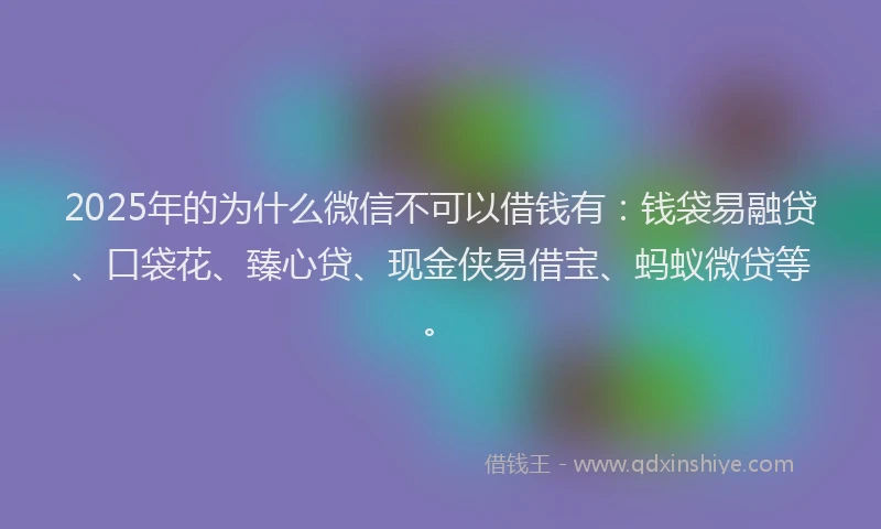 2025年的为什么微信不可以借钱有：钱袋易融贷、口袋花、臻心贷、现金侠易借宝、蚂蚁微贷等。