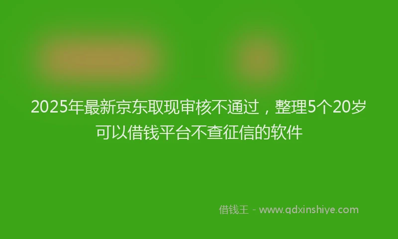 2025年最新京东取现审核不通过，整理5个20岁可以借钱平台不查征信的软件
