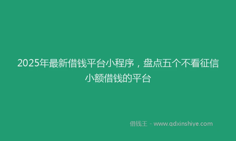 2025年最新借钱平台小程序，盘点五个不看征信小额借钱的平台