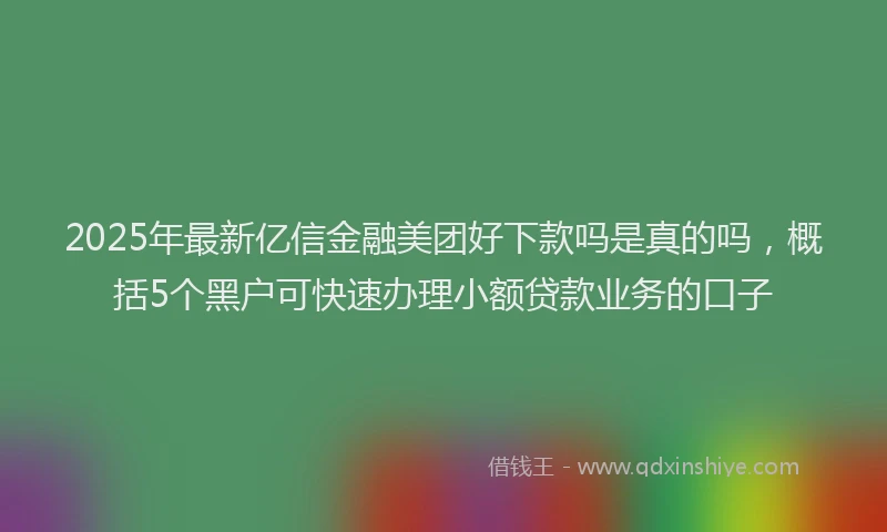 2025年最新亿信金融美团好下款吗是真的吗，概括5个黑户可快速办理小额贷款业务的口子