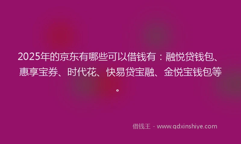 2025年的京东有哪些可以借钱有：融悦贷钱包、惠享宝券、时代花、快易贷宝融、金悦宝钱包等。