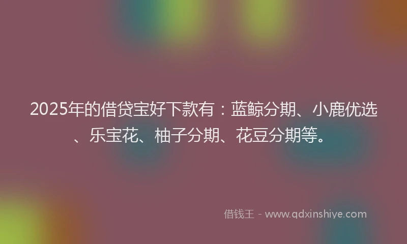 2025年的借贷宝好下款有：蓝鲸分期、小鹿优选、乐宝花、柚子分期、花豆分期等。