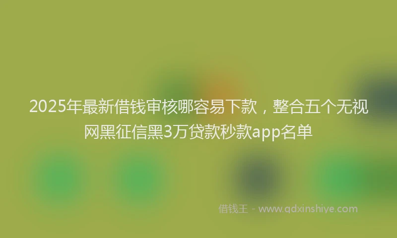 2025年最新借钱审核哪容易下款，整合五个无视网黑征信黑3万贷款秒款app名单