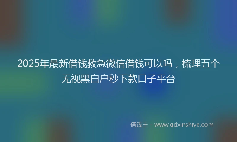 2025年最新借钱救急微信借钱可以吗，梳理五个无视黑白户秒下款口子平台