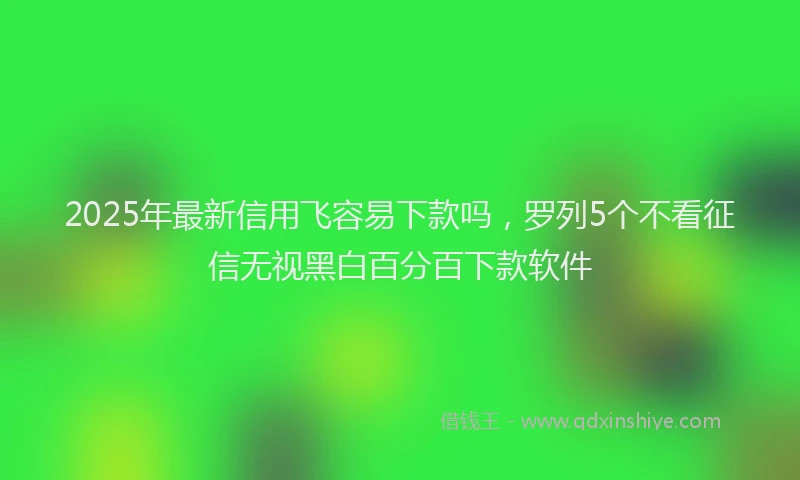 2025年最新信用飞容易下款吗，罗列5个不看征信无视黑白百分百下款软件