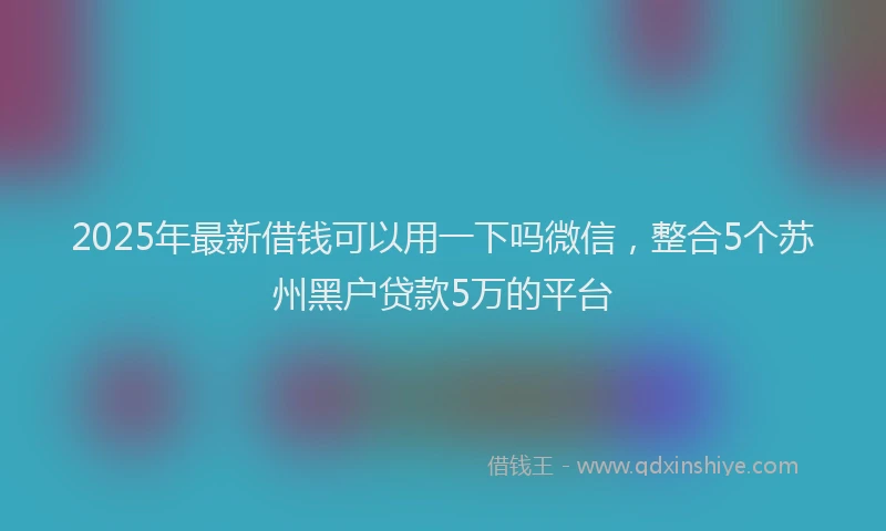 2025年最新借钱可以用一下吗微信，整合5个苏州黑户贷款5万的平台