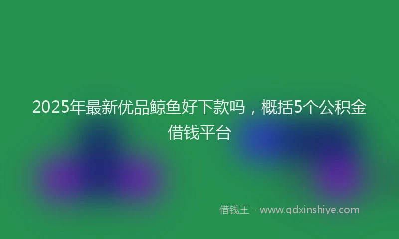 2025年最新优品鲸鱼好下款吗，概括5个公积金借钱平台