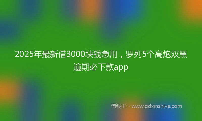 2025年最新借3000块钱急用，罗列5个高炮双黑逾期必下款app