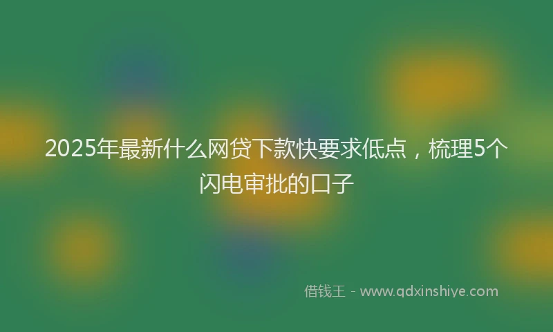 2025年最新什么网贷下款快要求低点，梳理5个闪电审批的口子