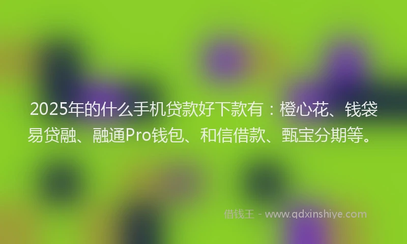 2025年的什么手机贷款好下款有：橙心花、钱袋易贷融、融通Pro钱包、和信借款、甄宝分期等。