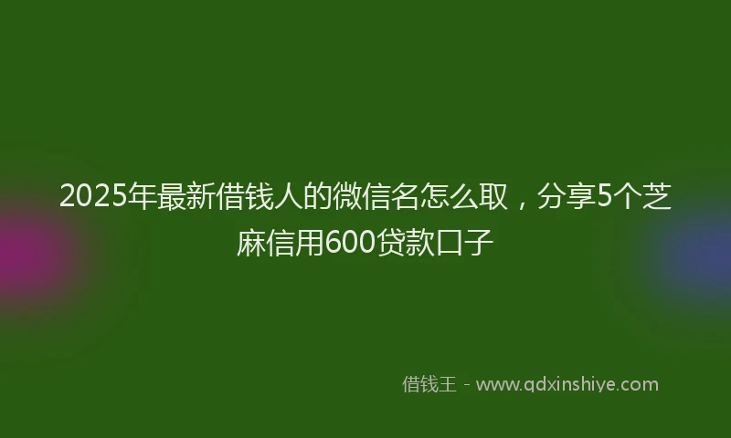 2025年最新借钱人的微信名怎么取，分享5个芝麻信用600贷款口子