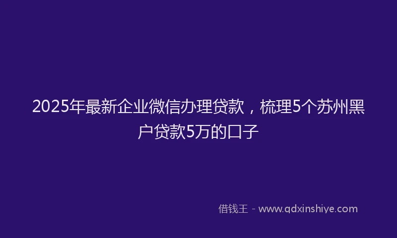 2025年最新企业微信办理贷款，梳理5个苏州黑户贷款5万的口子