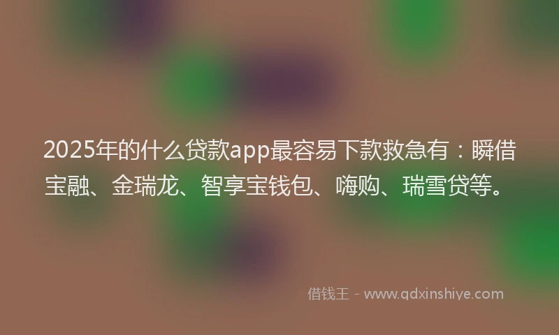 2025年的什么贷款app最容易下款救急有：瞬借宝融、金瑞龙、智享宝钱包、嗨购、瑞雪贷等。