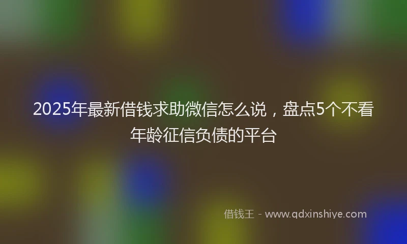2025年最新借钱求助微信怎么说，盘点5个不看年龄征信负债的平台