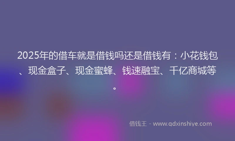 2025年的借车就是借钱吗还是借钱有：小花钱包、现金盒子、现金蜜蜂、钱速融宝、千亿商城等。
