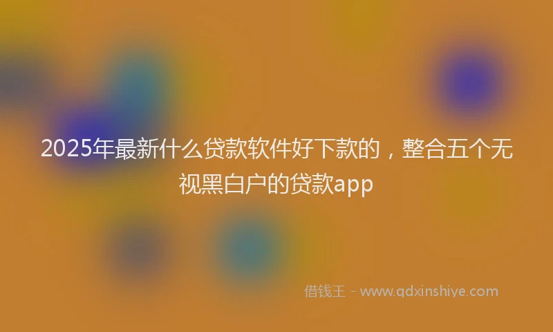 2025年最新什么贷款软件好下款的，整合五个无视黑白户的贷款app
