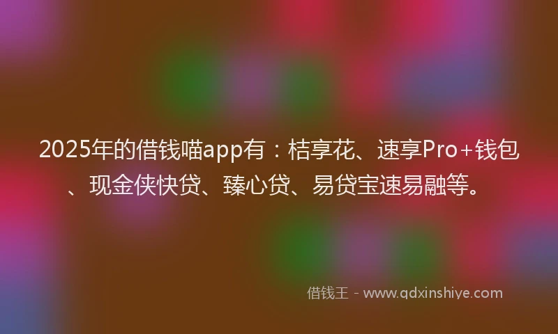 2025年的借钱喵app有：桔享花、速享Pro+钱包、现金侠快贷、臻心贷、易贷宝速易融等。