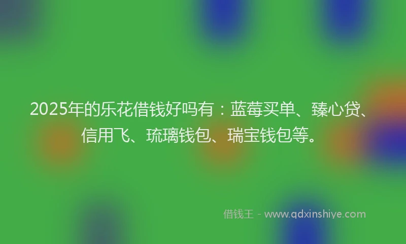 2025年的乐花借钱好吗有：蓝莓买单、臻心贷、信用飞、琉璃钱包、瑞宝钱包等。