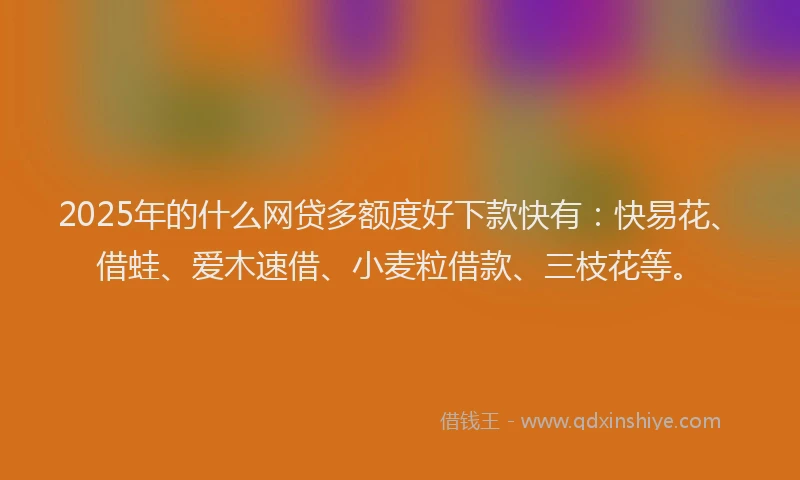 2025年的什么网贷多额度好下款快有：快易花、借蛙、爱木速借、小麦粒借款、三枝花等。