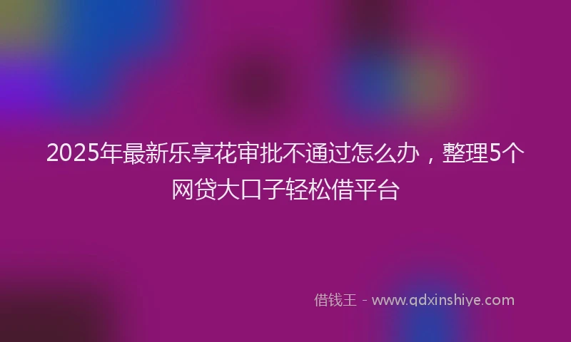 2025年最新乐享花审批不通过怎么办，整理5个网贷大口子轻松借平台